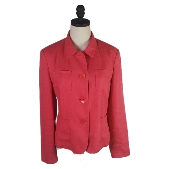 Talbots Womans Irish Linen Jacket  Pink Size 8 - Picture 1 of 10